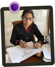 Polaroid of a line-drawn Devanagari letter study