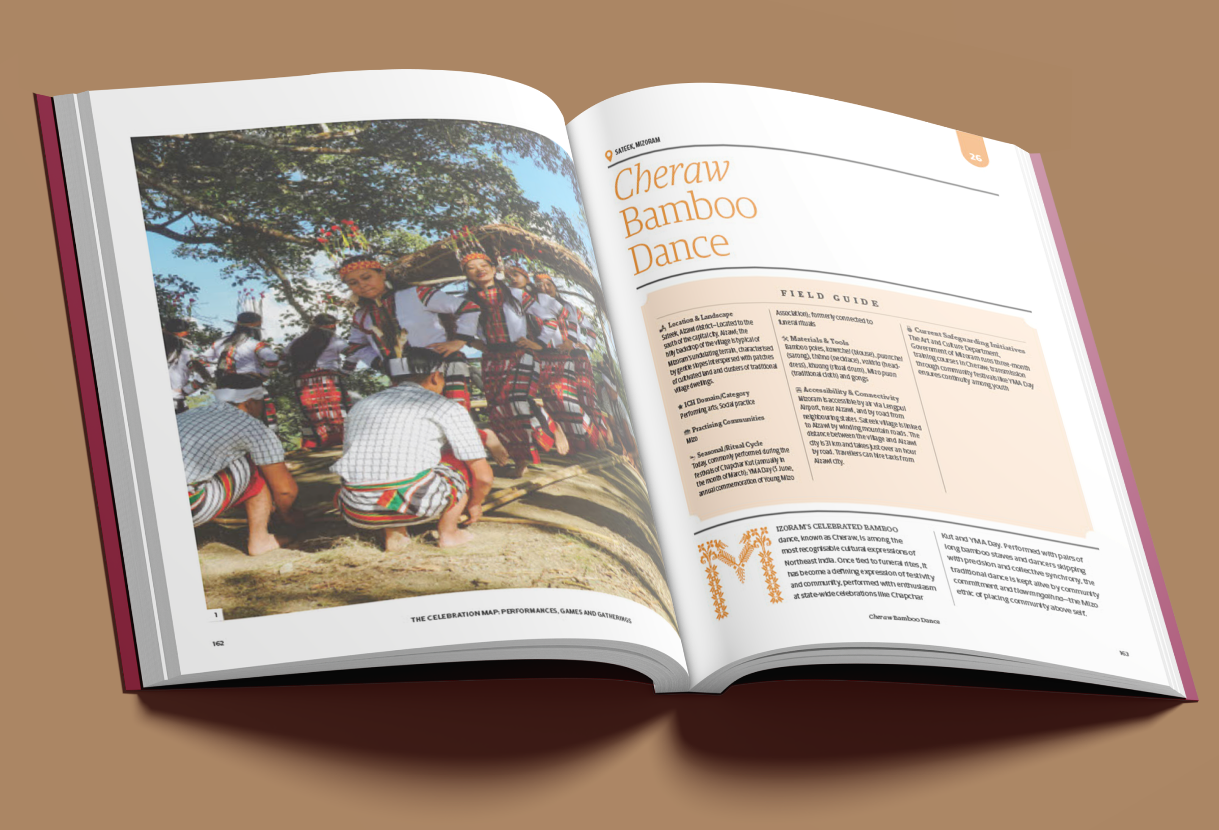 Cheraw Bamboo Dance open book spread from The Celebration Map chapter