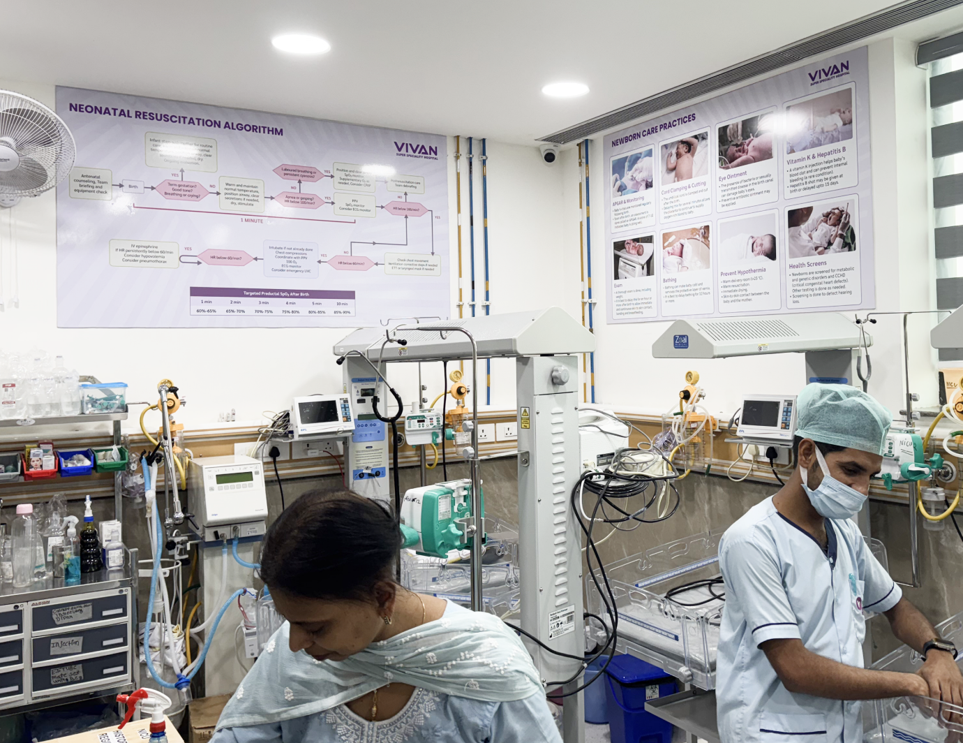 Hospital corridor with Vivan branded infotainment panels